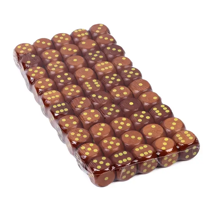 Кубики игральные, 2&times;2 см, набор 50 шт., коричневые