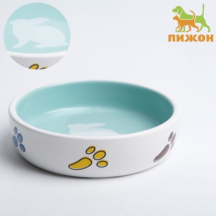 Миска керамическая  Миска керамическая "Заяц" 200 мл, 12 x 3 cм, белая/зелёная