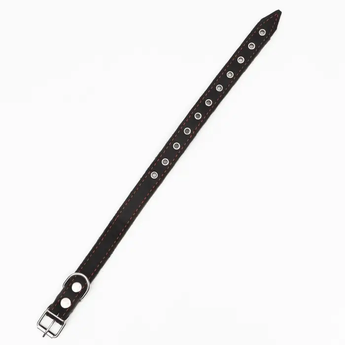 Ошейник комбинированный, безразмерный, 54&times;2.5 см, ОШ 17-45 см, кожа, брезент, чёрный