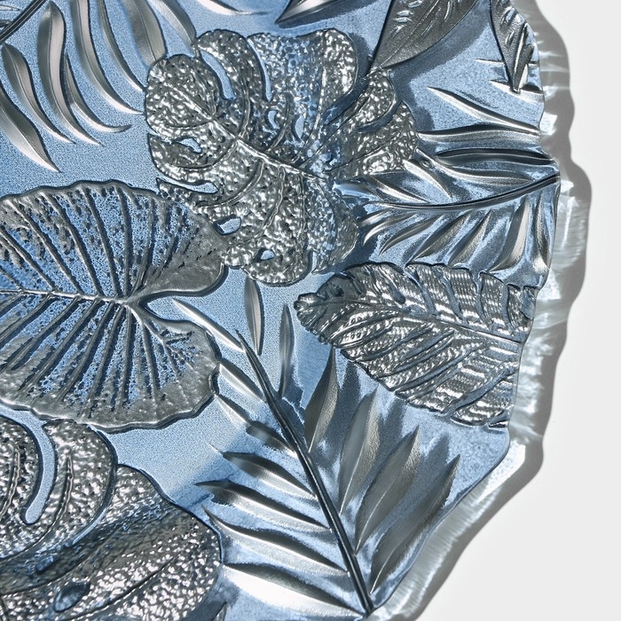 Тарелка стеклянная «Арабис», d=33 см, цвет голубой