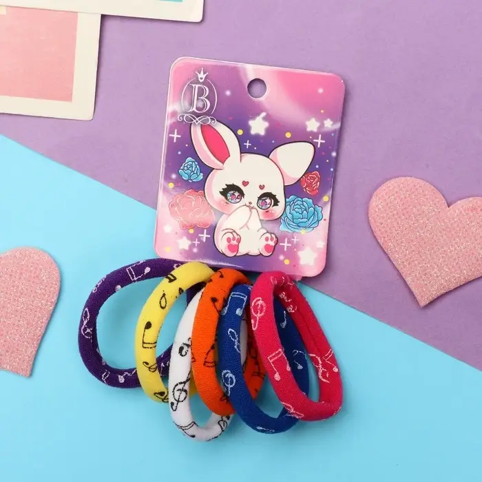 Резинка для волос  Резинка для волос "Комиксы" (набор 6 шт) зайка, 4 см