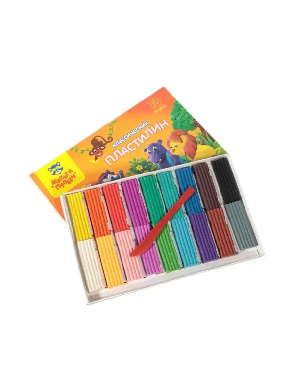 Пластилин &laquo;Мульти-пульти. Приключения Енота&raquo;, 18 цветов, 360 г, со стеком, картонная упаковка