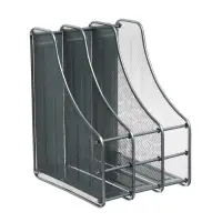 Лоток для бумаг вертикальный, металлическая сетка, 3 отделения, серый