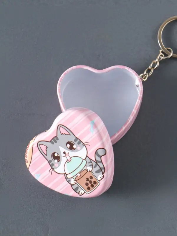 Шкатулка-брелок сердце "Зверёк с молочным чаем" МИКС 5х5х2 см