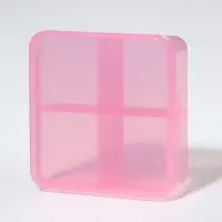 Таблетница, 6.5&times;6.5&times;2.5 см, 4 секции, цвет розовый