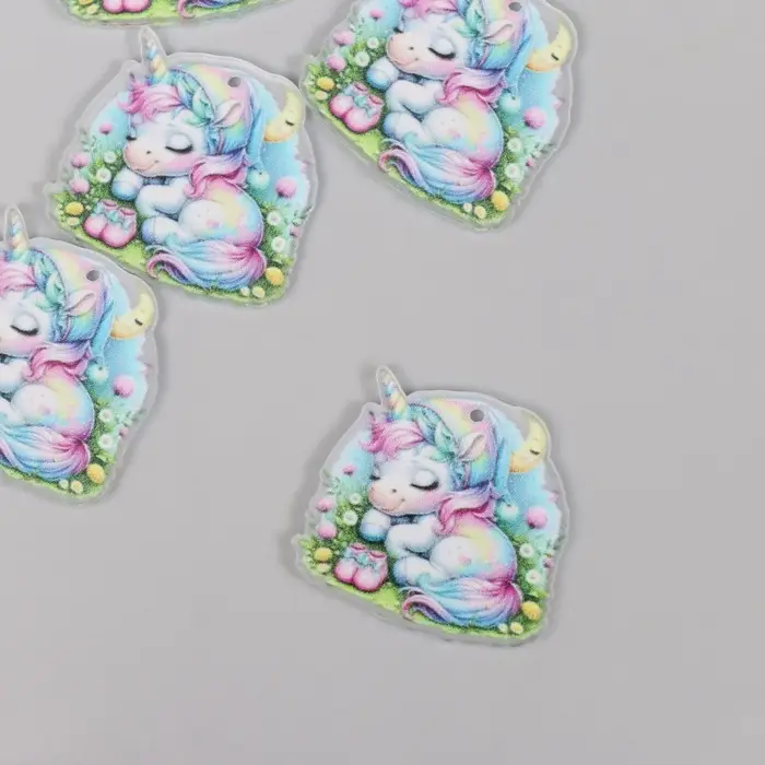 Декор для творчества акрил Декор для творчества акрил "Единорожка в косынке сладко спит на лужайке" 2,9х3х0,2 см