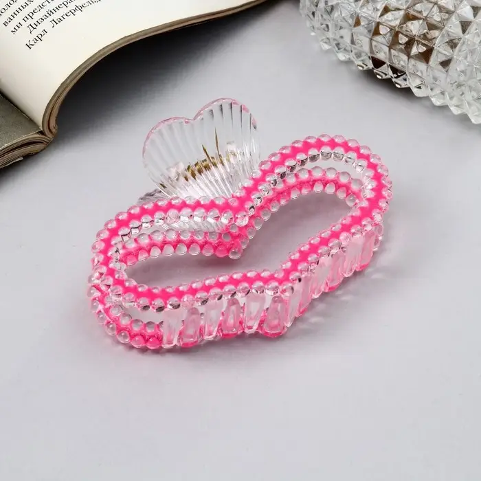 Крабик для волос «Хелен колор», сердце, 9 см, МИКС Крабик для волос «Хелен колор», сердце, 9 см, МИКС