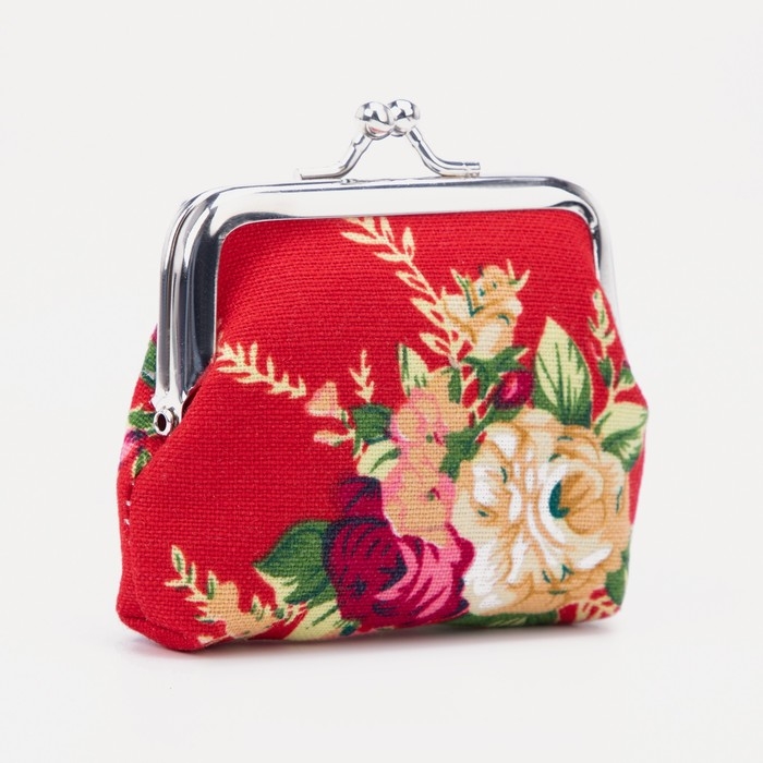 Кошелёк монетница на фермуаре, цвет красный