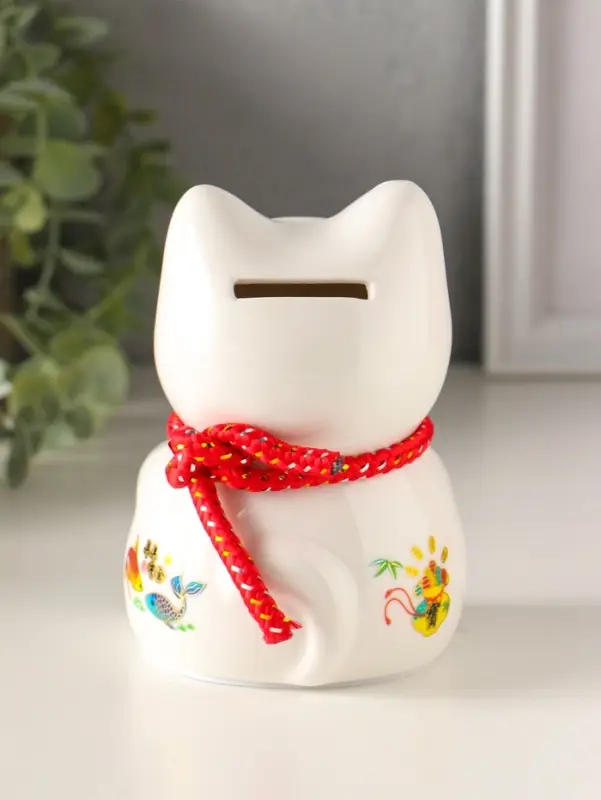 Копилка керамика "Кот Манэки-нэко с счастливый барабан" 7,8х7,5х12,5 см