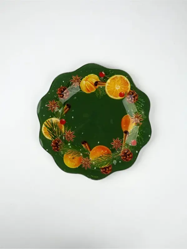 Тарелка плоская новогодняя &laquo;Апельсины&raquo;, d=23 см