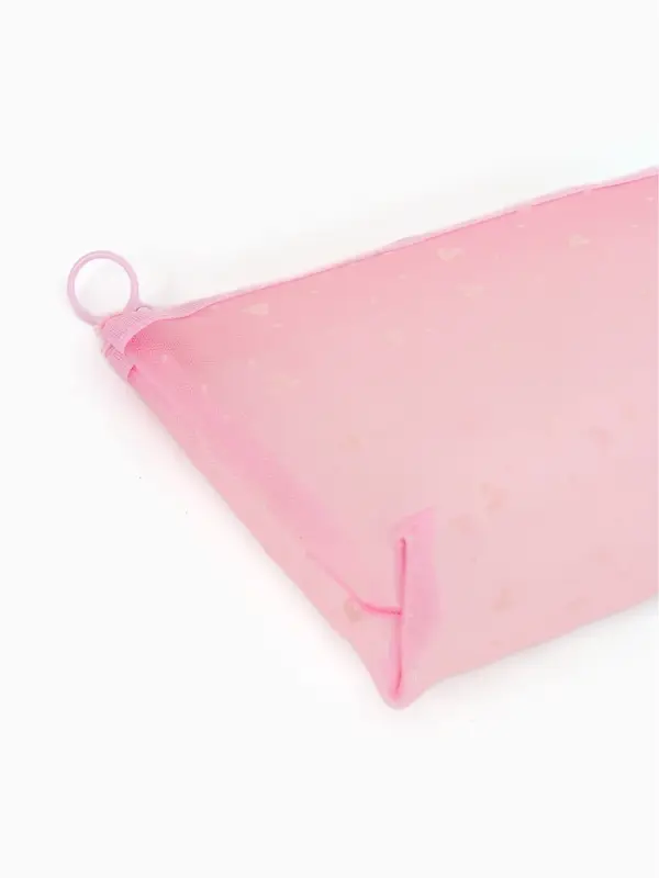 Косметичка дор Сердца, сетка 17*6,5*13,5, отд на молнии, розовый Косметичка дор Сердца, сетка 17*6,5*13,5, отд на молнии, розовый