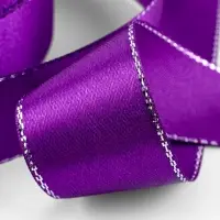 Лента атласная, с серебряным люрексом, 25 мм, 23&plusmn;1 м, фиолетовая №35
