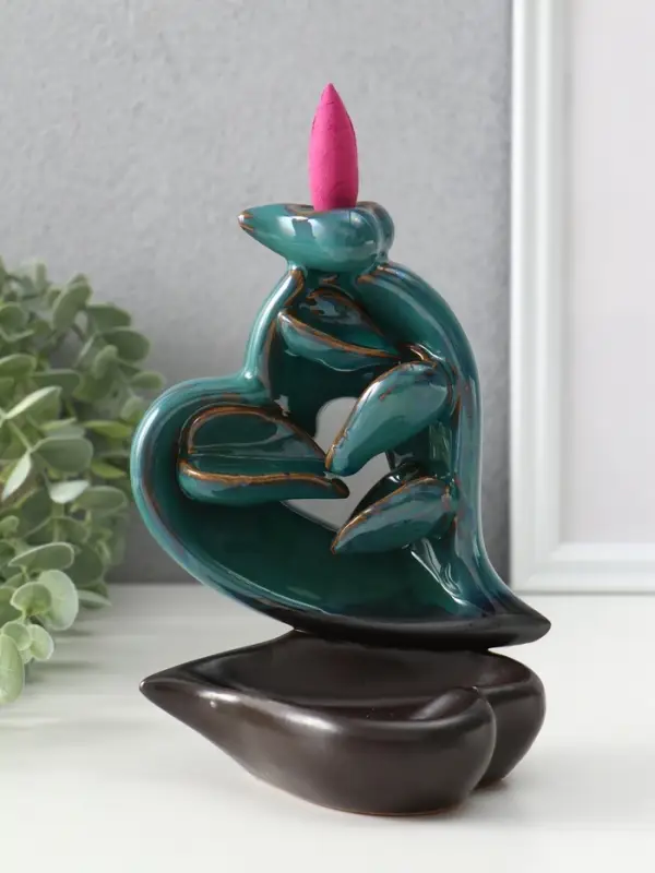 Подставка для благовоний TAKE IT EASY &laquo;Сердце&raquo;, набор благовоний конусы, стелющийся дым, зелёное, 13&times;9&times;16 см