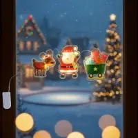 Светодиодная наклейка на окна &laquo;Дед Мороз с подарками&raquo;, 0.5 м, 3 LED, от батареек CR2032&times;2, свечение тёплое белое