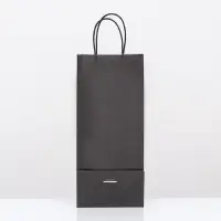 Пакет крафт под бутылку, чёрный,14×8×32 см