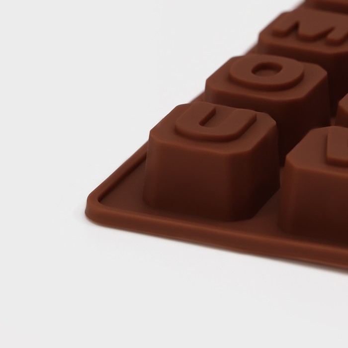 Форма для кондитерских украшений Доляна «Англ.алфавит», силикон, 18×15 см, 30 ячеек (2×2 см), цвет коричневый Форма для кондитерских украшений Доляна «Англ.алфавит», силикон, 18×15 см, 30 ячеек (2×2 см), цвет коричневый