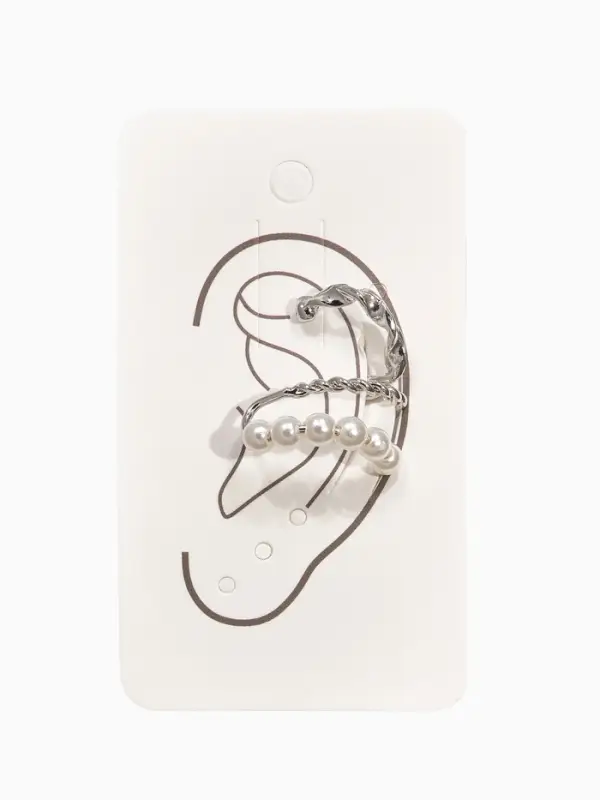 Серьги каффы &laquo;Жемчужная диадема&raquo;, 2 шт. белые в серебре