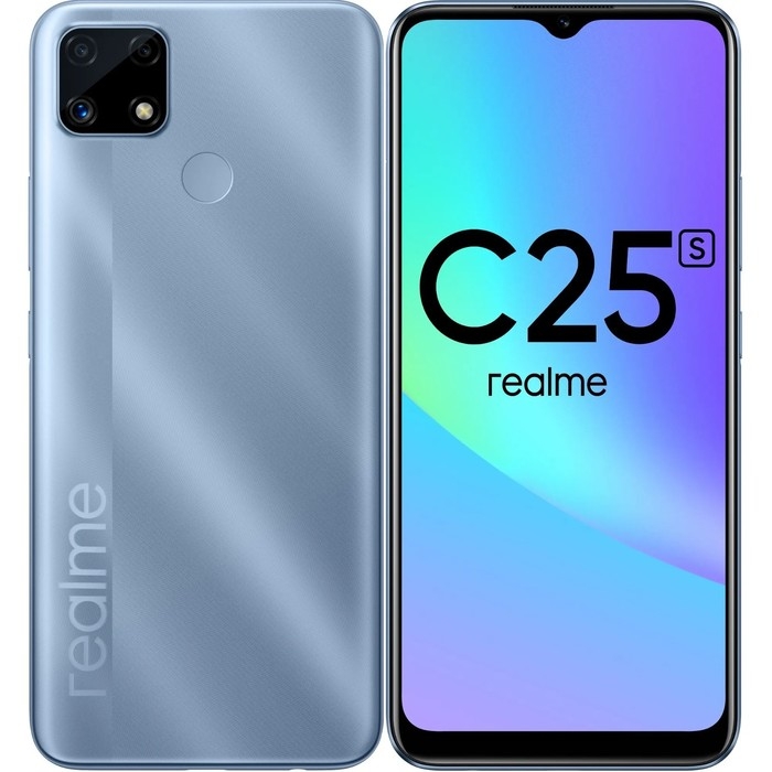 Смартфон Realme C25S, 6.5 Смартфон Realme C25S, 6.5", LCD, 2 sim, 4 Гб, 128 Гб, 48 Мп, 8 Мп, 6000 мАч, NFC, синий