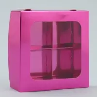Коробка для конфет, кондитерская упаковка, 4 ячейки, «Розовая», 10.5 х 10.5 х 3.5 см