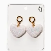Серьги "Сердце сахарное", цвет белый в золоте Серьги "Сердце сахарное", цвет белый в золоте