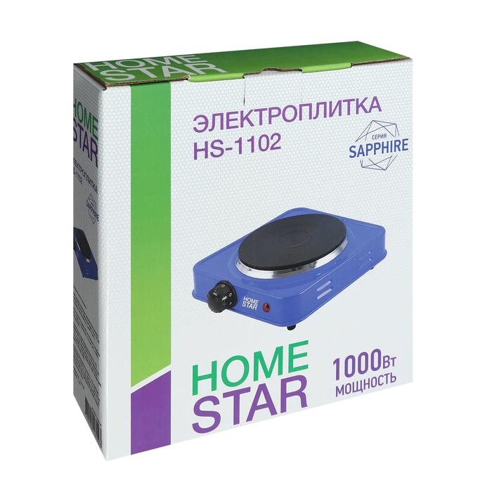 Плитка электрическая HOMESTAR HS-1102, 1000 Вт, 1 конфорка, цвет  Плитка электрическая HOMESTAR HS-1102, 1000 Вт, 1 конфорка, цвет "сапфир"