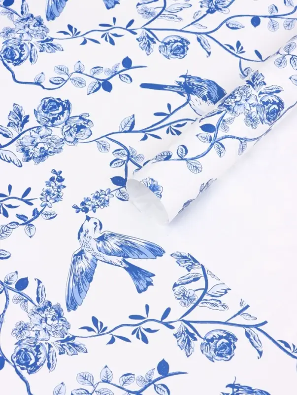 Пленка для цветов, &laquo;Весенний сад&raquo;, бело-синий, 57&times;57 см