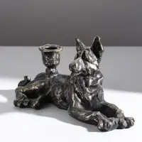 Подсвечник на 1 свечу &laquo;Шарж. Овчарка&raquo;, полистоун, под бронзу, 28&times;10.8&times;13 см