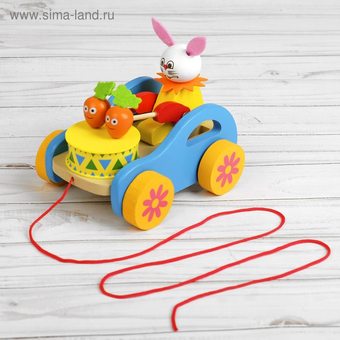 Каталка «Животные с барабанами» на верёвке, МИКС Каталка «Животные с барабанами» на верёвке, МИКС