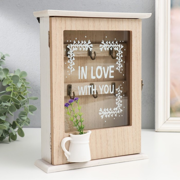 Ключница дерево 6 крючков Ключница дерево 6 крючков "Лаванда в кувшине" 26,3х21х7,8 см МИКС