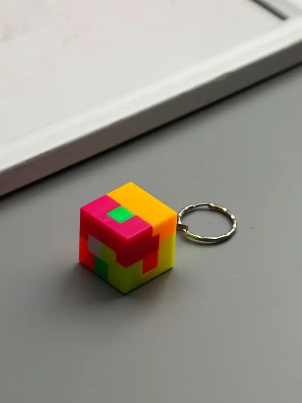 Брелок для ключей на кольце &laquo;Кубик - головоломка&raquo;, пластик, 3.5&times;3.5 см