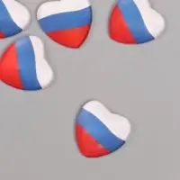 Кабошон стекло для творчества «Сердце. Россия», 2.5×2.5 см