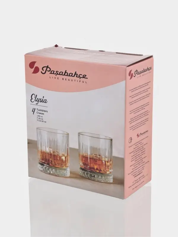 Набор стаканов Paşabah&ccedil;e Elysia, 210 мл, 4 шт., стекло, прозрачный
