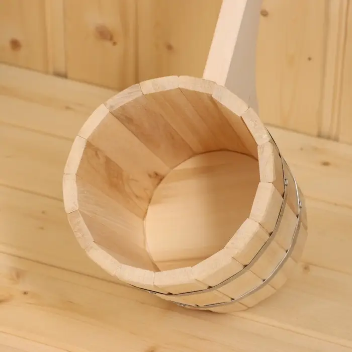 Ковш - черпак для бани и сауны, 1.5 л, липа, нержавеющий обруч, 48 см, &laquo;Добропаровъ&raquo;