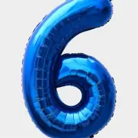 Воздушный шар фольгированный 40" &laquo;Цифра 6&raquo;, темно-синий