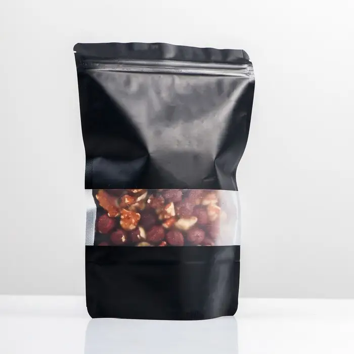 Пакет дой - пак, матовый, чёрный с окном, 14×20×4 см Пакет дой - пак, матовый, чёрный с окном, 14×20×4 см