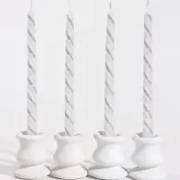 Свечи витые, 1.5&times;20 см, 4 шт., полоска, белый с серебром
