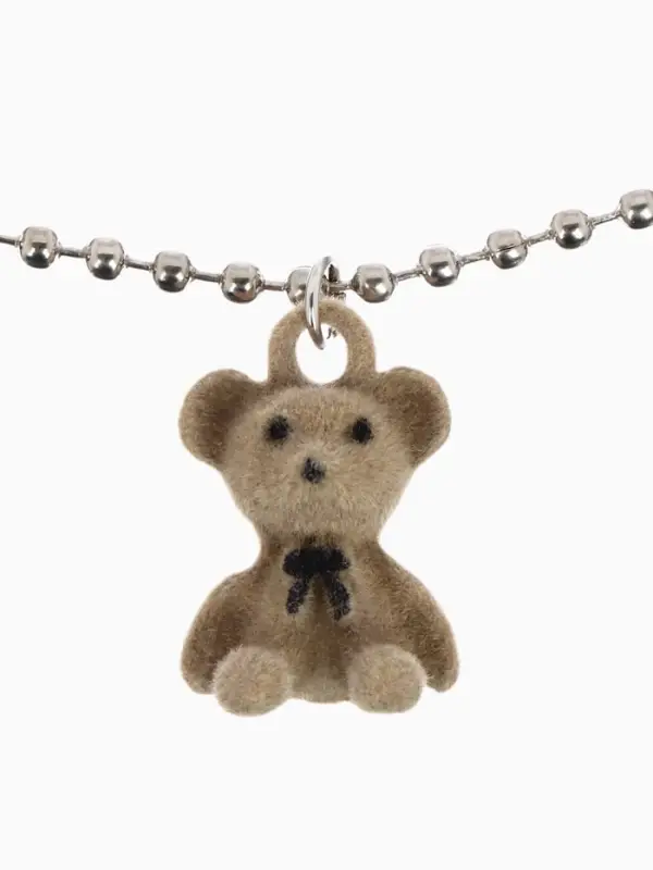 Кулон детский &laquo;Выбражулька. Мишка&raquo;, 40 см, бежевый в серебре