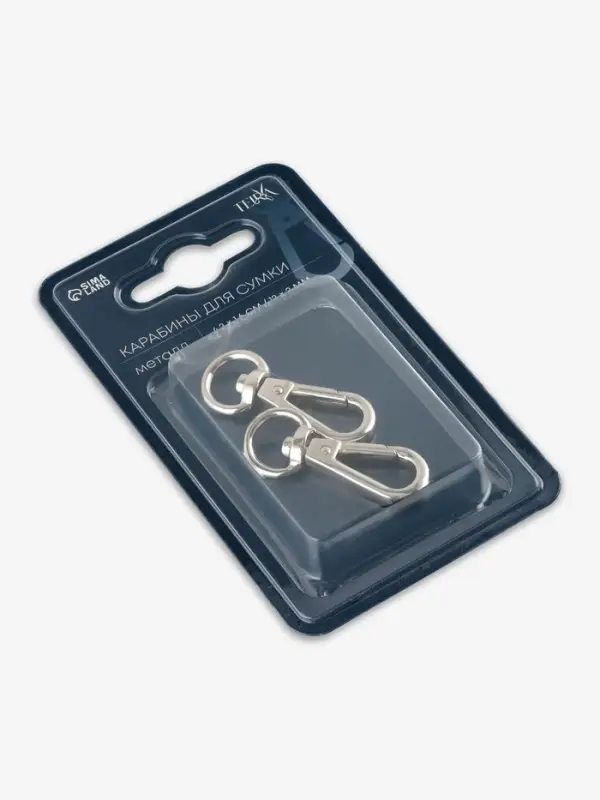 Карабины металл 6,2гр 4,2*1,6см/12*2мм (наб 2шт цена за наб) серебряный TR Карабины металл 6,2гр 4,2*1,6см/12*2мм (наб 2шт цена за наб) серебряный TR