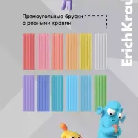 Пластилин 12 цветов, 216 г, ErichKrause Jolly Friends Pastel, со стеком, в картонной упаковке, 12 штук