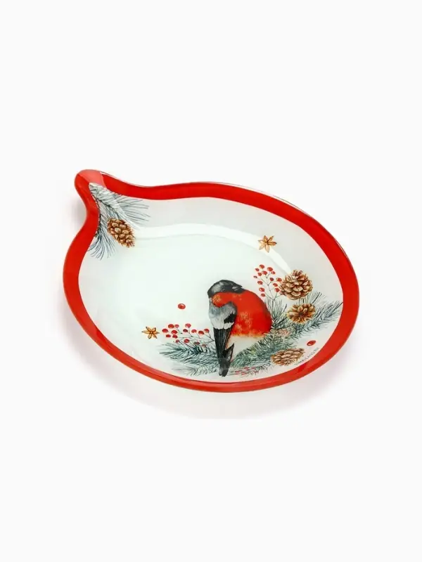 Тарелка новогодняя плоская &laquo;Снегирь&raquo;, 15.4&times;18 см