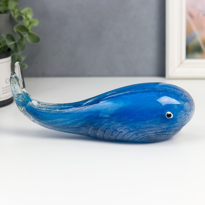 Сувенир стекло Сувенир стекло "Голубой кит" под муранское стекло 9х7х20 см