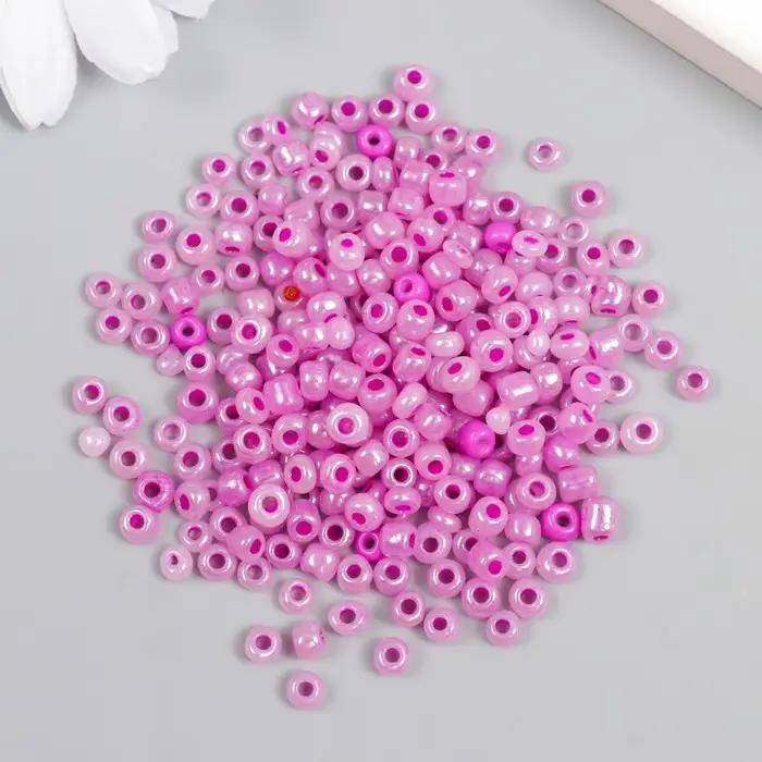 Бисер круглый 6/0  Бисер круглый 6/0 "Розово-сиреневый перламутр" 20 гр