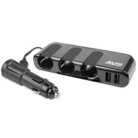 Разветвитель прикуривателя AVS 12/24 (на 3 выхода+2 USB) CS319U