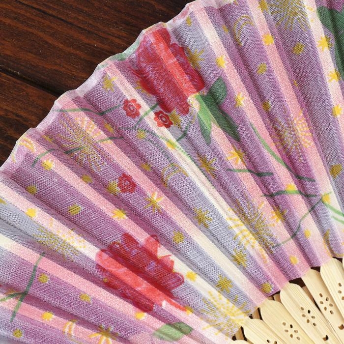 Веер h= 21 см  Веер h= 21 см "Цветы", цвет и рисунок МИКС