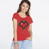 Футболка женская Pixel Heart, красная, размер XL