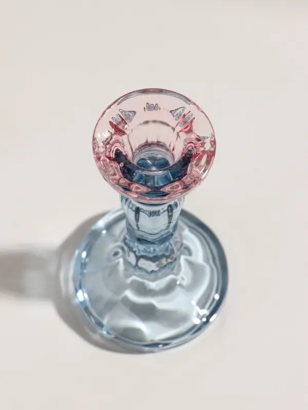 Подсвечник стекло  Подсвечник стекло "Градиент. Фактура" розово-голубой d=2,2 см 7х7х15 см