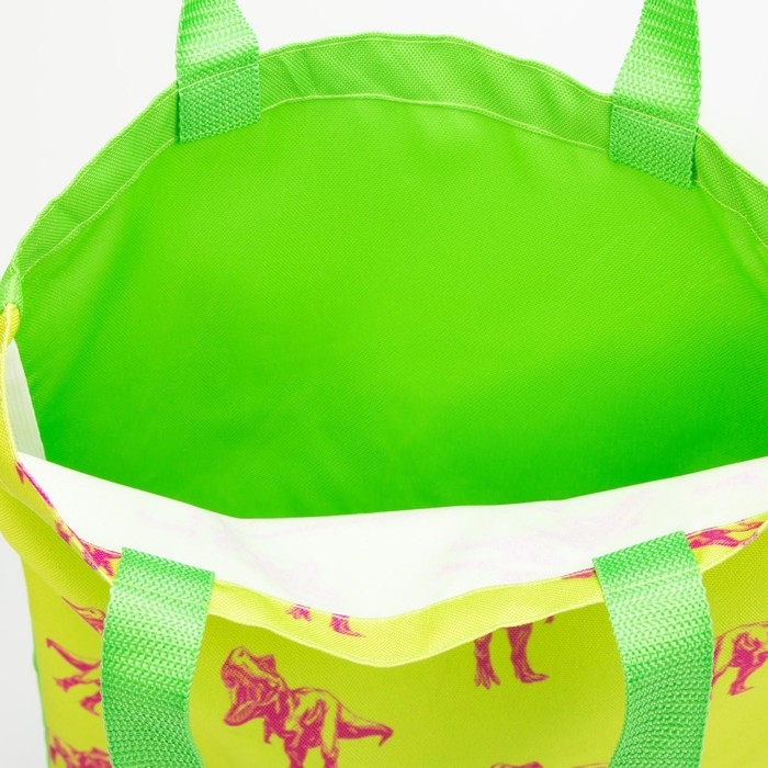 Сумка-шопер Динозавр без молнии, без подкладки, цвет зелёный/жёлтый