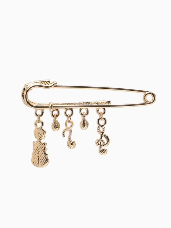 Булавка &laquo;Классика&raquo;, нотки, 5.5 см, бело-чёрная в золоте