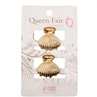 Краб для волос "Лейла море" (набор 2 шт) ракушка бусинка, 2,5х2,5 см, золото