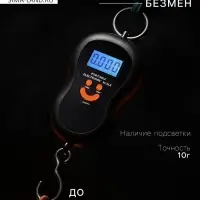 Весы-безмен Luazon LV-402, электронные, до 50 кг, точность до 10 г, с подсветкой, МИКС